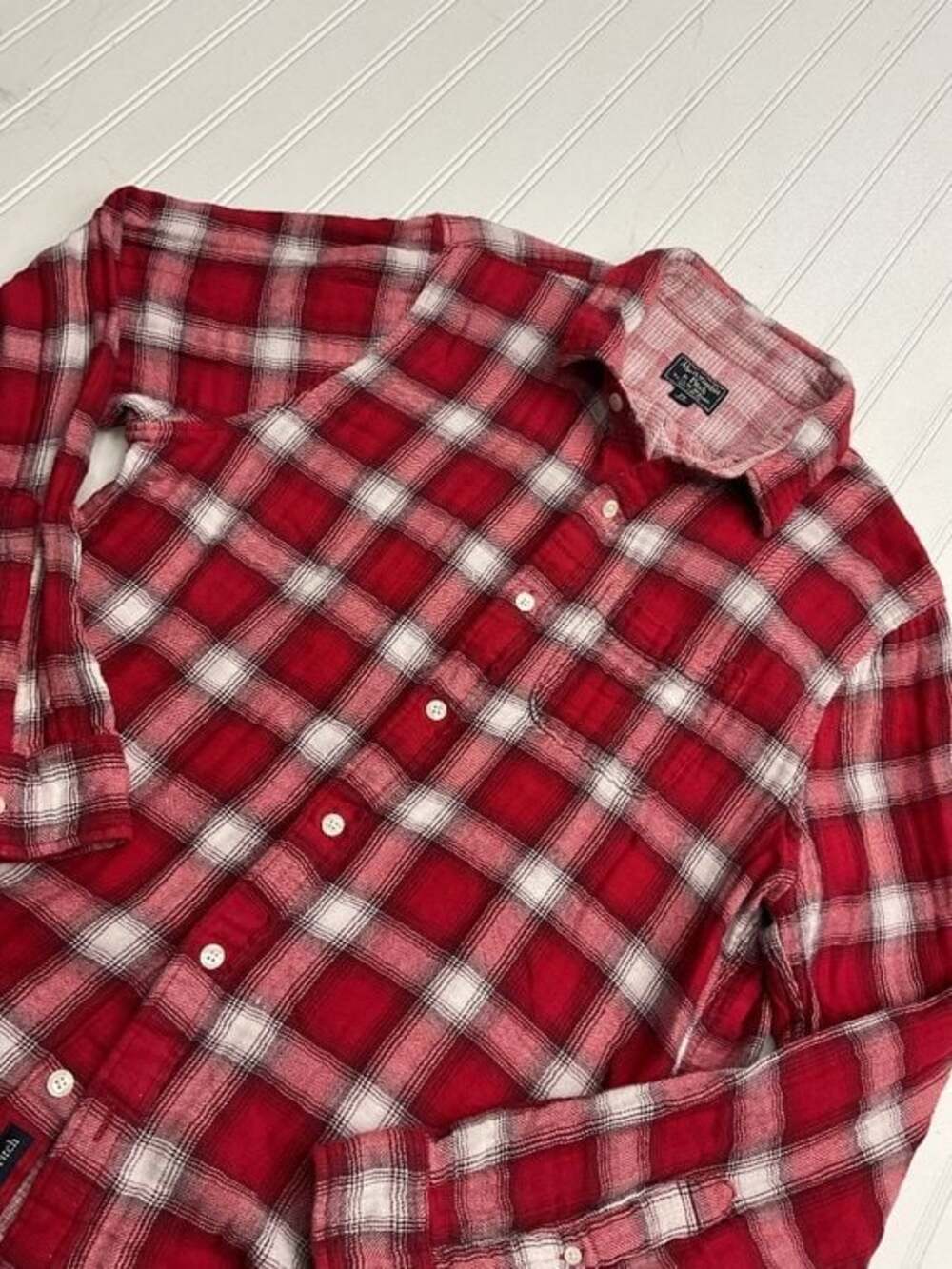 Abercrombie & Fitch Red Plaid Flannel Shirt Men's XXL Long Sleeve Gingham